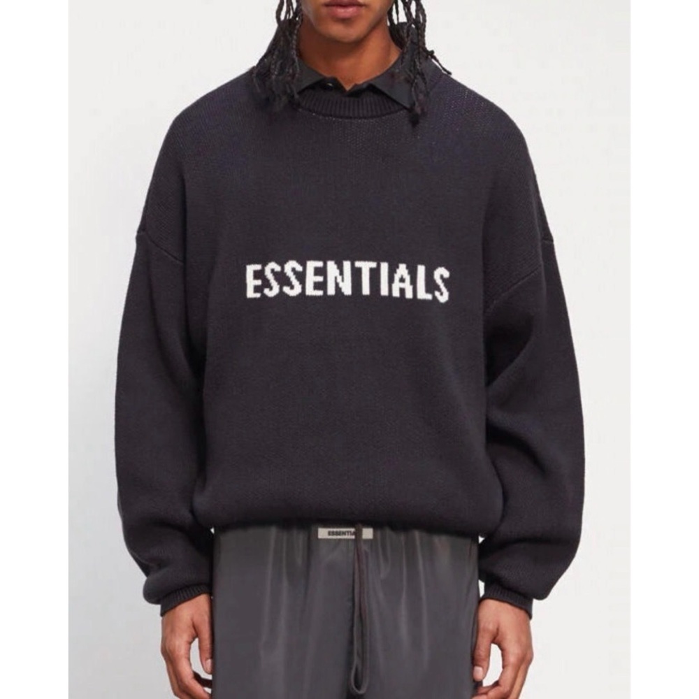 ESSENTIALS Fear Of God Black Knit Crew Neck Sweater